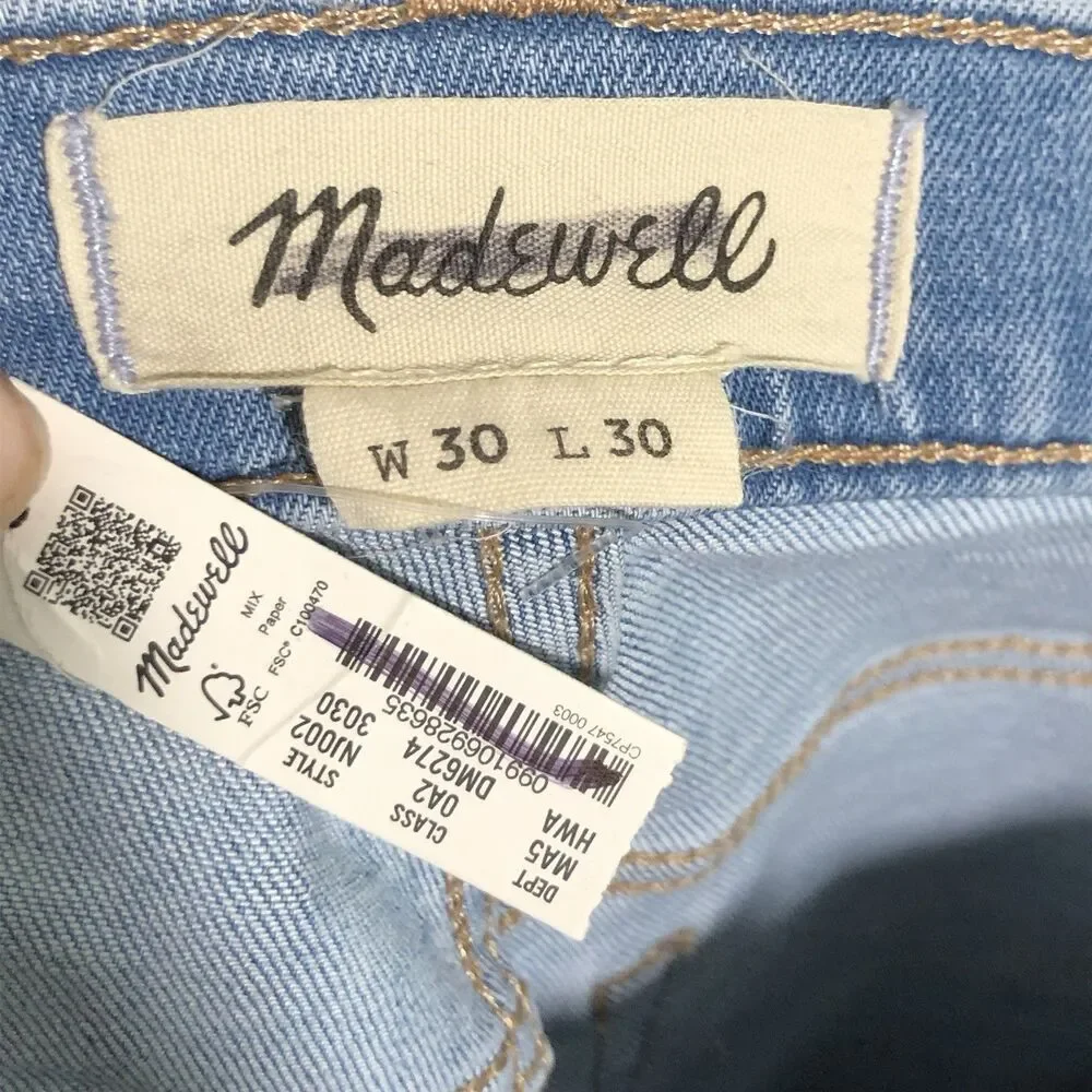 Madewell Jeans Mens 30 30 Blue Athletic Slim Jeans COOLMAX® Denim Homeaway New